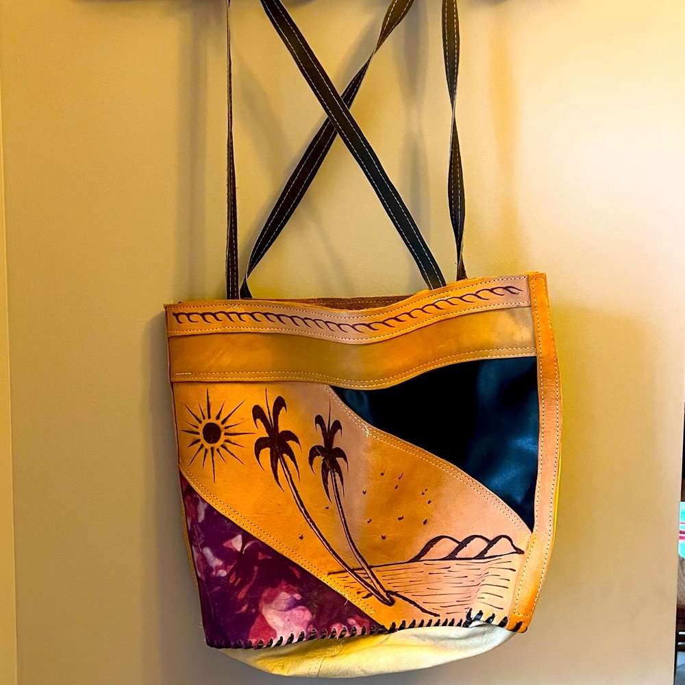 Leather Caribbean stamped purse